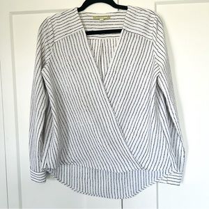 Gianni Bini Striped Wrap Long Sleeve Top Size Small